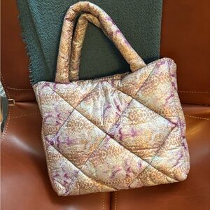 No. 6 Pink and Tan Quilted Tote Bag